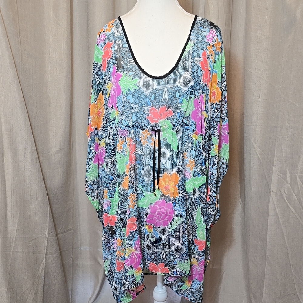 Into The Bleu Floral Multicolor Women's Swim Cover-up